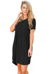 Sexy Black Short Sleeve Pullover Babydoll Style Casual Dress